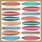 Surfboard Pattern by Edward M Fielding 16-in. W x 16-in. H. Canvas Wall Art Print Framed in Natural